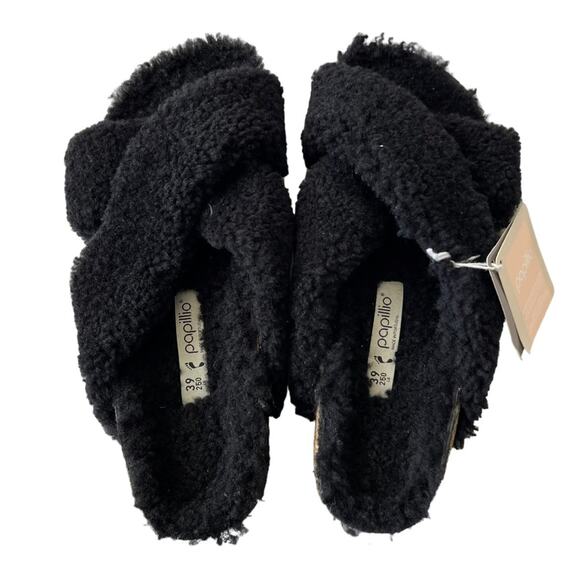 Papillio Birkenstock Daytona Shearling Black Platform Sandals Women Size 39 EU - Picture 5 of 16